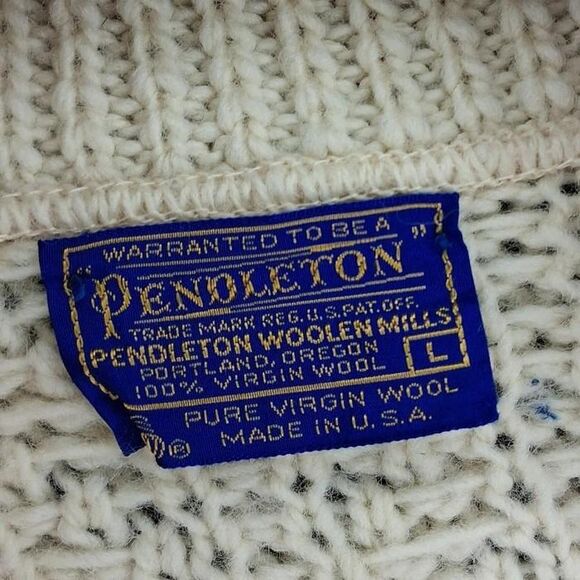 True Vintage 1960s Pendleton Cable Knit Button Up Wool Cardigan Size Large - Picture 3 of 4